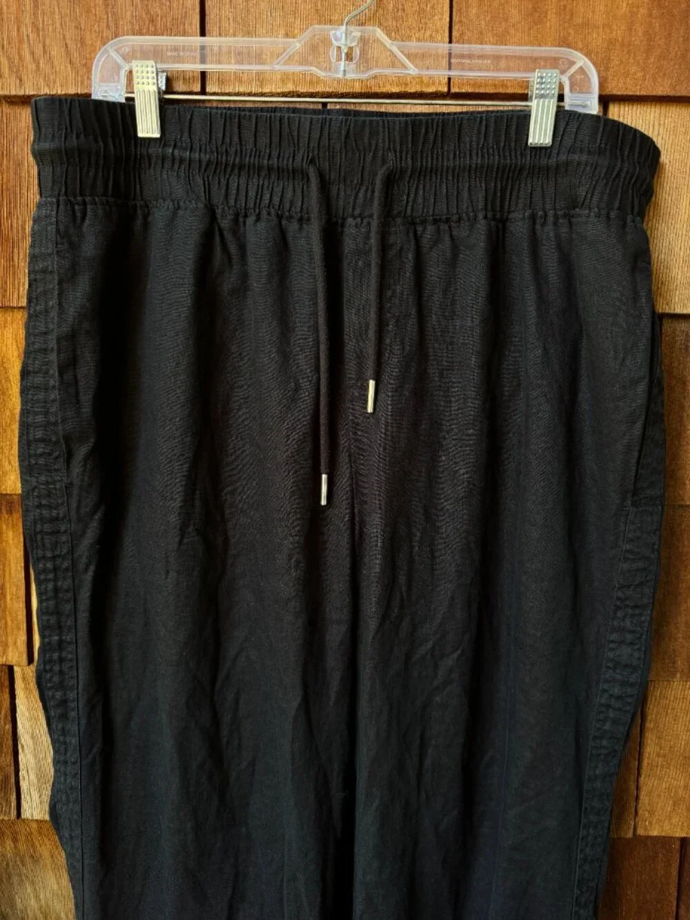 Quince Black Linen Elastic Waist Pants in Women's X-Large